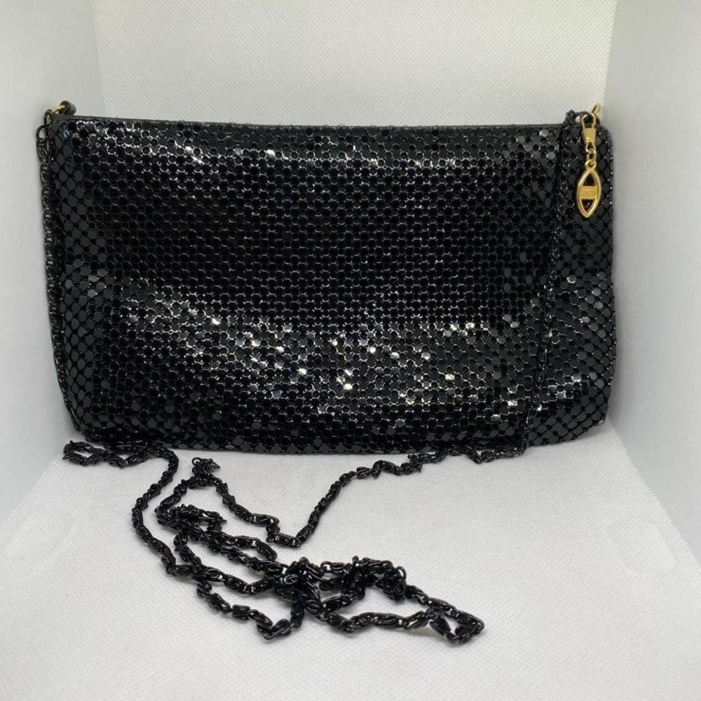 Black Sequin Like Glossy Crossbody Handbag Purse Chain‎ Strap